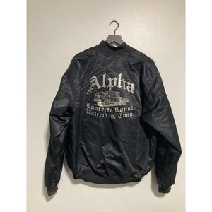 Alpha concrete construction XL Trucker Bomber coat jacket black vintage punk
